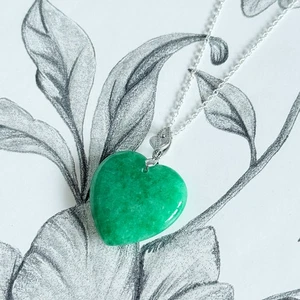 Certified Green Jade Heart Pendant Necklace - Picture 1 of 4