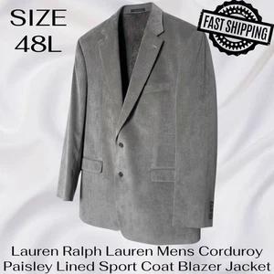 Lauren Ralph Lauren Mens Corduroy Paisley Lined Sport Coat Blazer Jacket 48L - Picture 1 of 6