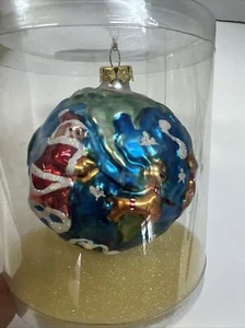 1996 Glas von Peschka Kugelornament Weihnachtsmannrentier um die Welt ungeöffnet 3,5 - Bild 1 von 10