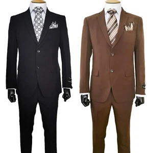 Herren Zwei Knopf Slim Fit Anzug Flache Vorderseite Hose Design von Fortino Landi 702Ps - Bild 1 von 6