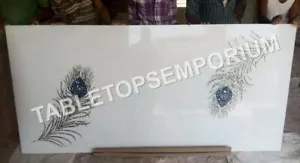 5'x3' White Marble Breakfast Table Top Inlay Hallway Living Furniture Decor E953 - Picture 1 of 4