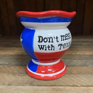 Kerzenhalter Keramik Don't Mess with Texas handbemalt glasiert Geschenk Wohndeko - Bild 1 von 9