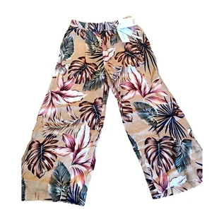 Elie Tahari Linen Wide Leg Pants Tropical Print Beach Summer XS NWT - Picture 1 of 8