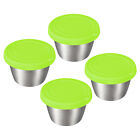 4pcs Small Stainless Steel Condiment Containers Cups for Bento Box, Green