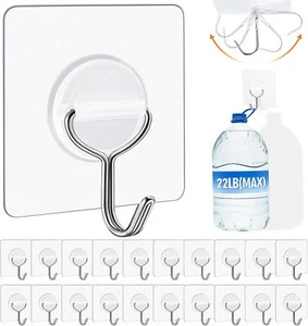 Klebehaken Wand zum Aufhängen schwer 6x6cm - 20er Pack, transparent, silber - Bild 1 von 3