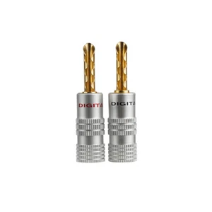 2Pcs Audio Amp Speaker Wire Banana Plug Jack Connector 24K Gold Plate Plug - Picture 1 of 8
