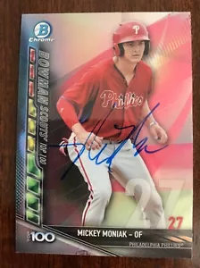 Mickey Moniak Auto Signed Philadelphia Phillies 2017 Bowman Top 100 In Person - Picture 1 of 1