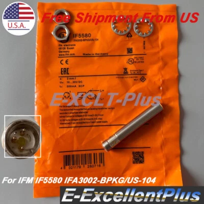 For IFM IF5580 IFA3002-BPKG/US-104 Inductive Proximity Sensor 10-30VDC 200mA 2mm - Image 1 of 4