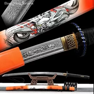 Damascus Folded 1095 Steel Katana Battle Ready Japanese Samurai Sharp Sword - Picture 1 of 12