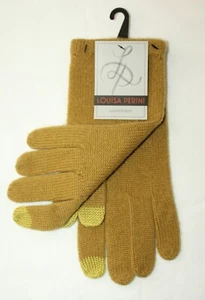LOUISA PERINI WOMENS 100% CASHMERE GLOVES Mustard Yellow OS NWT MSRP $90 - Picture 1 of 2