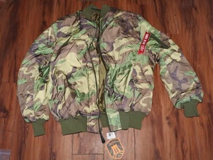 Brooklyn Armed Forces MA-1 Woodland Camouflage Bomber Flight Jacket Sz Large NEW - Picture 1 of 8