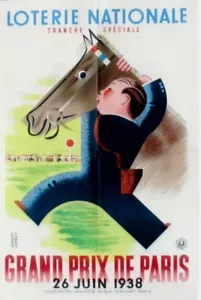 Original vintage poster GP PARIS HORSE RACING LOTTERY 1938 - Picture 1 of 1