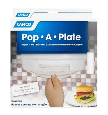 Pop A Plate Paper Camper RV Storage BBQ White Kitchen Trailer Camping Camco  - Image 1 of 4
