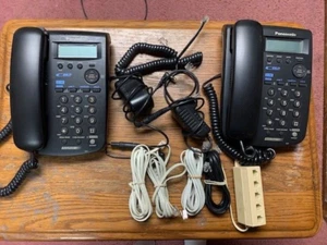2 Panasonic 2-Leitungen integriertes Telefon mit Anklopfen Anruferkennung KX-TSC14B + Kabel - Bild 1 von 3