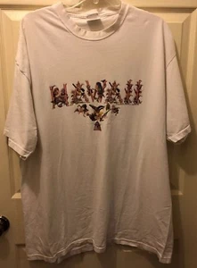 Damen T-Shirt weiß Grafik Größe XL 100% Baumwolle Hawaii Vögel Blumen - Bild 1 von 6