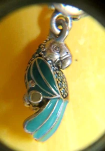 Pandora Charm 925 Sterling Silver Bracelet Bead 😍 PARROT 🦜 dangling turquoise - Bild 1 von 7