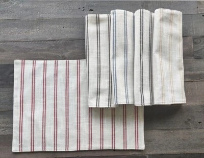 Rustic Striped Linen Blend Placemats – Set of 4 | 14"x20" | 6 Timeless Colors - Image 1 of 4