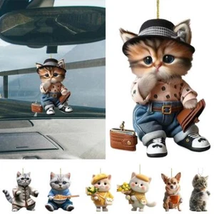 Cute Cat 2D Acrylic Car Hanging Decoration Backpack Accessories Decoration B6X6 - Picture 1 of 26