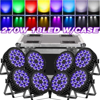 270W 18LED Par Light DMX Stage Lighting RGBW DJ Disco Show Party Lights W/Case - Image 1 of 4