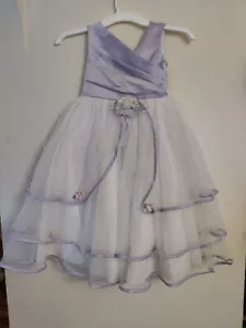 Joy Kids 3 layer organza Dress Girls Size 4 Lilac - Picture 1 of 11
