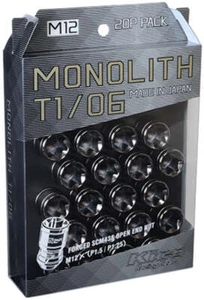 Project Kics WMN03GK FITS 12 x 1.25 Glorious Black T1/06 Monolith Lug Nuts20 Pcs - Picture 1 of 1