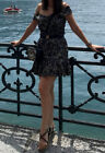 Zara Medium Floral Black Beige Dress Size S