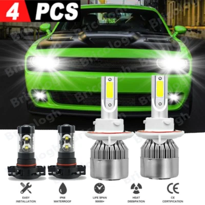 For 2008-2014 Dodge Challenger Combo LED Headlights Hi/Low Beam Fog Lights Bulbs - Image 1 of 4