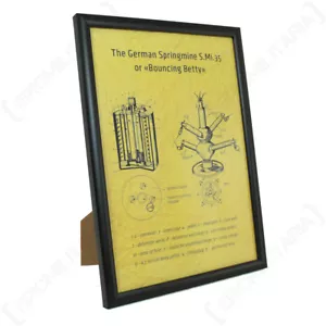German Bouncing Betty Mine Framed Blueprint - A4 WW2 Print Artwork Mens Gift New - Picture 1 of 2