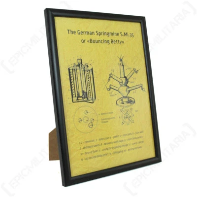 German Bouncing Betty Mine Framed Blueprint - A4 WW2 Print Artwork Mens Gift New - Image 1 of 2