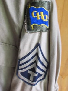 WW II US SHIRT GENERAL HEAD QUARTERS PATCH BLUE TECHNICIAN GRADE 3 SIZE 32 - Picture 1 of 6