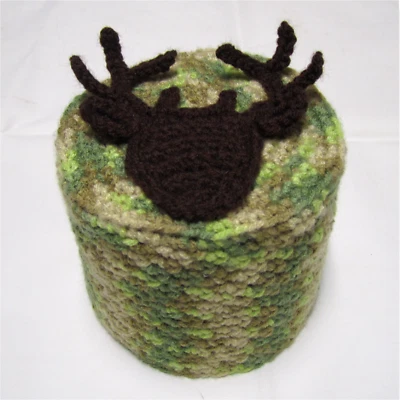 Cubierta de papel higiénico con cabeza de ciervo camuflada de ganchillo para cabaña alojamiento baño pañuelo acogedor Foto 1 de 2