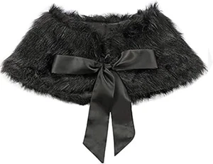 Elegante costume da matrimonio in pelliccia sintetica nero nastro ballo anni '20 festa Halloween - Foto 1 di 3