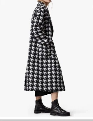 AllSaints Black  White Hounds Tooth NEW Oversized Overcoat Womens Sz 10 NWT $619 - Image 1 of 4
