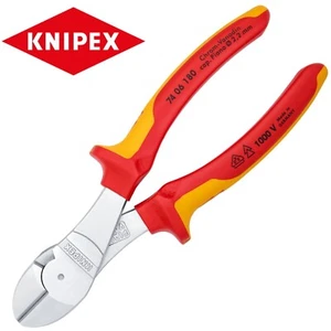 Knipex VDE High Leverage Diagonal Side Cutter Pliers 180mm Wire Cable 74 06 180 - Picture 1 of 7