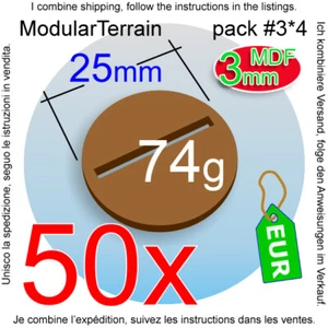 50x Slotted Slotta 3mm MDF 25mm Round Base Circular Ranura Socle Rond War Hammer - Imagen 1 de 8