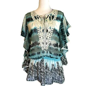 Mushka by Sienna Rose Flowy Aqua and Animal Print Size Large - Picture 1 of 6