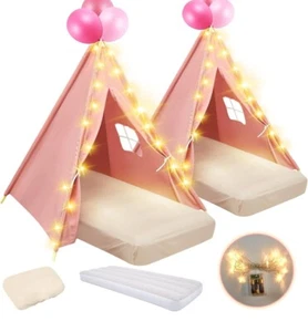 2-Pack Kids Teepee Tent with Airbed, Bedding and Lights - Picture 1 of 4