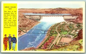 Zweiter Weltkrieg Washington State Armed Services Grand Coulee Dam UNP Chrom Postkarte H12 - Bild 1 von 2
