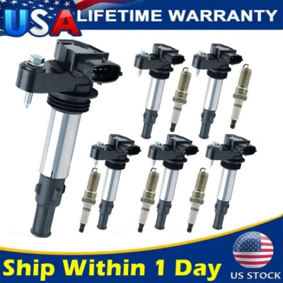 ✅Set of 6 Ignition Coil + 6 Spark Plug For Cadillac SRX CTS STS GMC Acadia UF375 - Image 1 of 4
