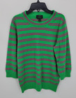 J Crew Sweater Womens Medum Green Pink Stripe Italian Cashmere Pullover Preppy