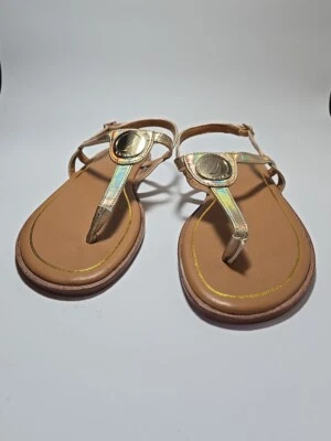Sandalias planas de tanga para mujer talla 8 Nautica. Zapatos informales con cordones dorados para dama nuevos Foto 1 de 4