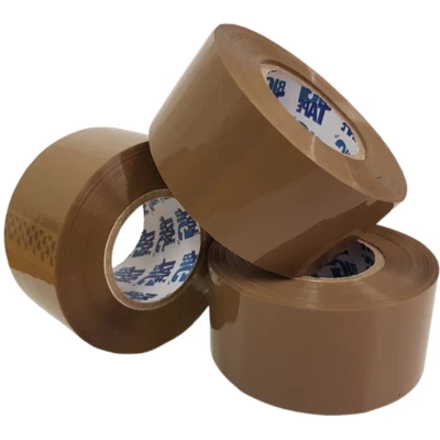 2" BIG TAPE BROWN 48MMX 150M LOW NOISE PACKAGING PARCEL PACKING POSTAL STRONG - Image 1 of 4