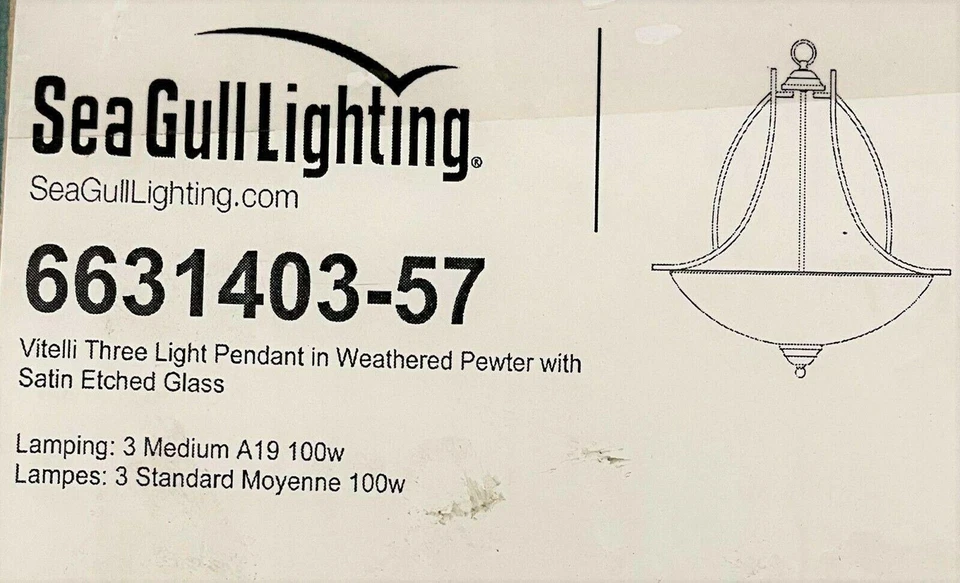 Seagull 6631403-57 Three 6631403-57-Three Light Pendant - Image 1 of 1