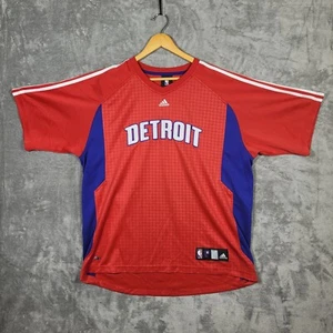 Vtg Detroit Pistons Adidas Mens XL On Court Shooting Shirt Climalite Red Blue - Picture 1 of 11