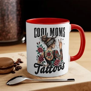 Cool Moms Tattoo Accent Mug, Coffee Cup for Cool Moms, Gift for Moms, Trendy - Picture 1 of 17