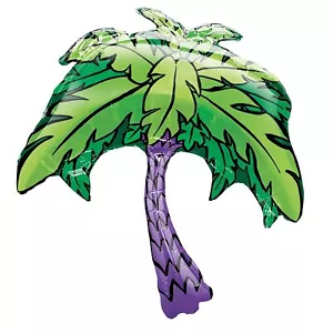 Anagram Funky Hawaiian Palm Tree Luau Party 29" x 33" Foil Balloon, Green Purple - Picture 1 of 1