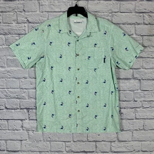 Camisa Columbia PFG Para Hombres Mediana Cuello de Campamento Ventilada Abotonada Verde Pesca Poliéster - Imagen 1 de 12