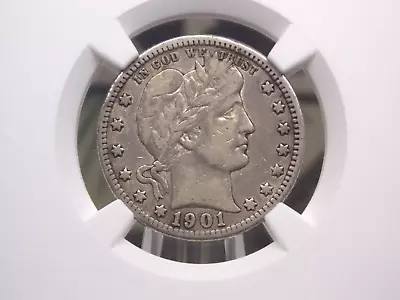 1901 "O" Barber SILVER Quarter 25c NGC VF25 #005 Very Fine ECC&C, Inc. - Image 1 of 4