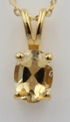 Elegante Pendente In Citrino Da 0,78 Carati In Argento 925 Collana Placcata Oro - Immagine 1 di 4