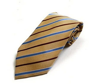 Mens Brioni Silk Tie Stripe Gold Tan Name Plate Marked 59"L 4"W - Picture 1 of 4